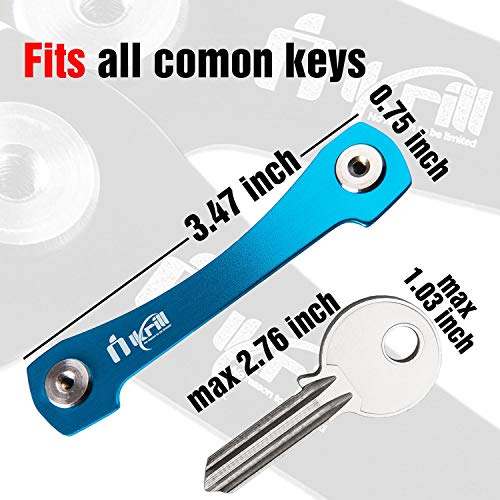 Smart Compact Key Holder & Key Organizer Keychain-Pro with Premium Accessories and Smart Key Ring/loop for Car Keys & Pocket Key Holder, Bottle Opener and Carabiner up to 20 Keys (Blue))