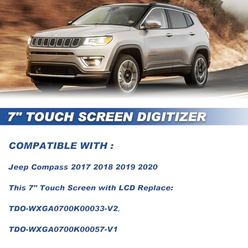 Dngbymx 7 Inch Uconnect Touch Screen Digitizer Lcd Monitor Radio Navigation Compatible With Jeep Compass 2017 2018 2019 2020 Radio Navigation Replace # Tdo-Wxga0700K00033-V2 Tdo-Wxga0700K00057-V1 thumb #1