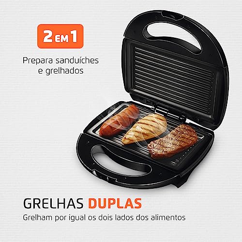MONDIAL Sanduicheira Fast Grill & Sandwich, Preto, 750W, 220V - S-12 glide