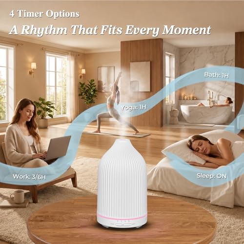 Image of URPOWER 300ML Essential Oil Diffusers for Home Ultrasonic Aromatherapy Diffuser Up to 10hrs with 7-Color LED Lights Auto Shut-Off High /Low Mist - Diffuser Oil Machine Humidifiers for Bedroom Office