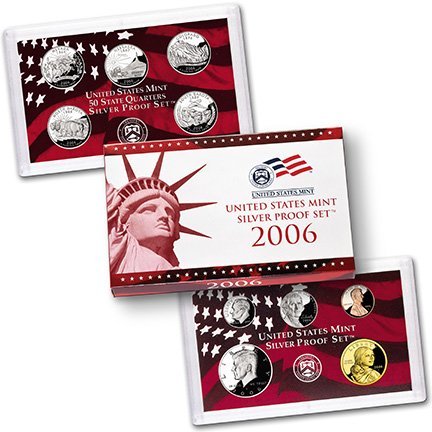 2006 s silver us proof set dollar, half dollar, quarters, dime, n…