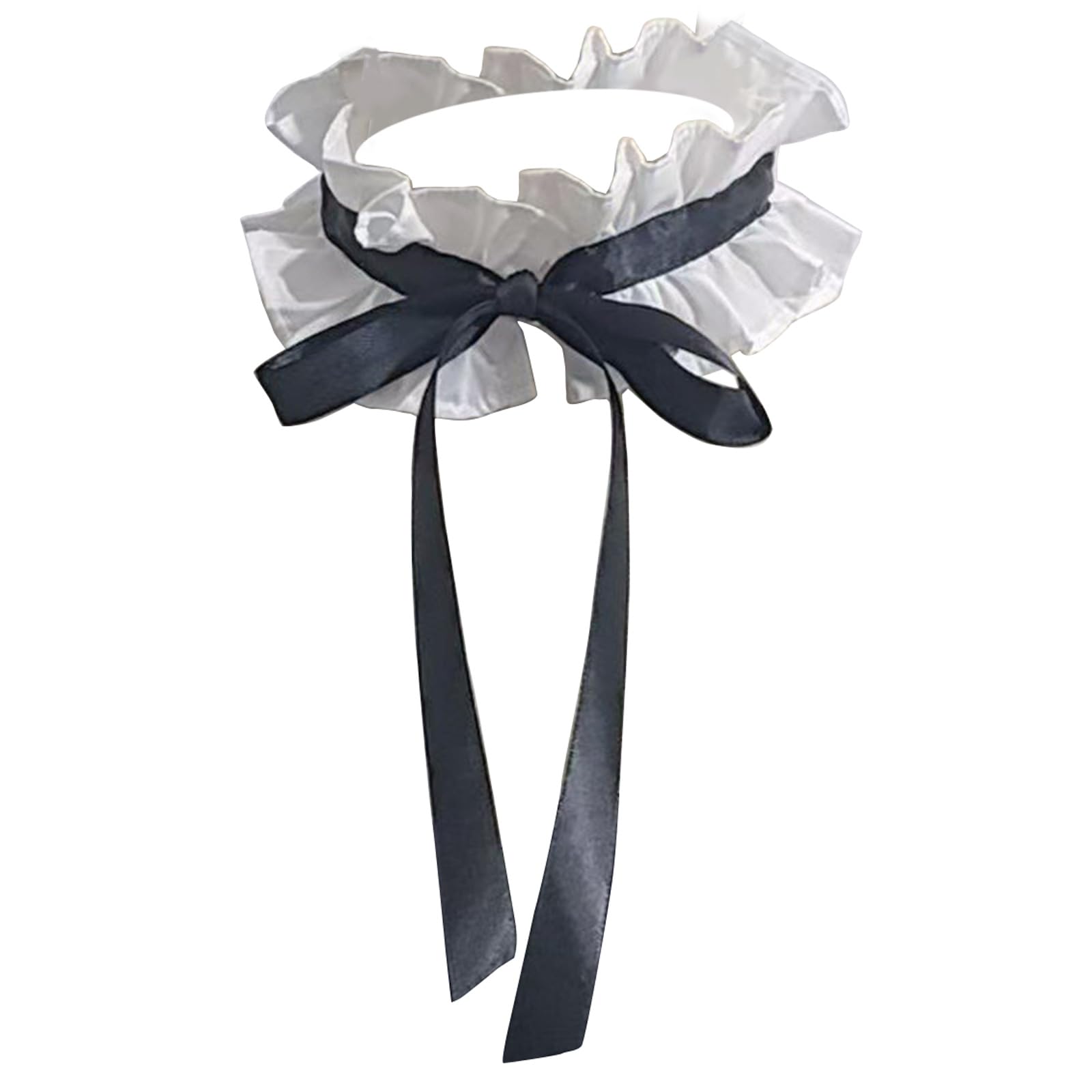 Bbajszx Multiuse Ruffled Choker Collar Bowknot Wrist Cuffs Hand Sleeves for Cosplay and Everyday Fashion Dressingup Props Fashion DressingUp Accessory