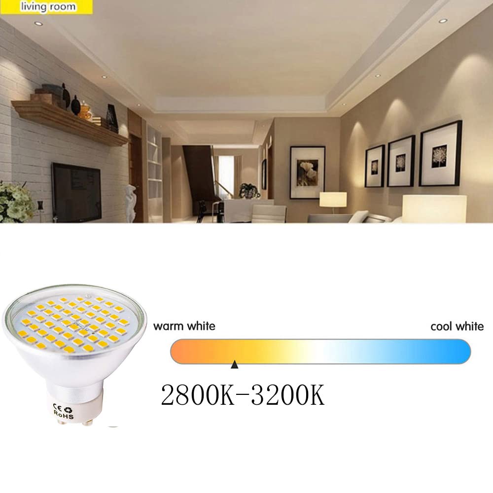 Xindaxin - Bombillas LED (GU10, 4,5 W, no regulable, para bombillas de 40 W, 400-420 lm, luz blanca cálida, 2800-3200 K, 120 °, 20 unidades)