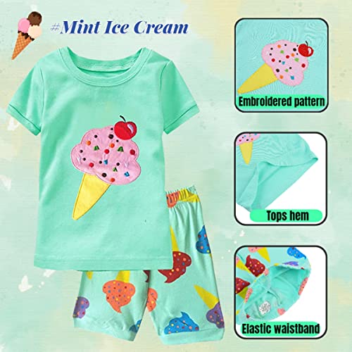 Popshion Baby Girl Pajamas Short Sleeve Toddler Girls Summer Short Sets Cotton Sleepwear Size 2 to 10 Years2