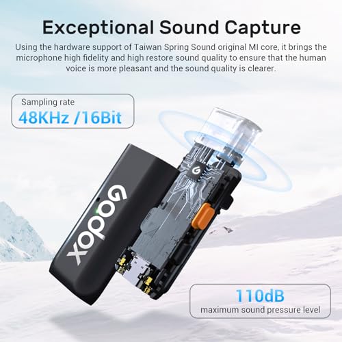 Godox INUS-S-07070758 Wes2 Kit2 Wireless Lavalier Microphone For Android/Usb C, 8H Battery Life, Dual Channel 2.4G Wireless Mic, 200M(656Ft.) Range, Noise Cancelling With Charging Case thumb #3