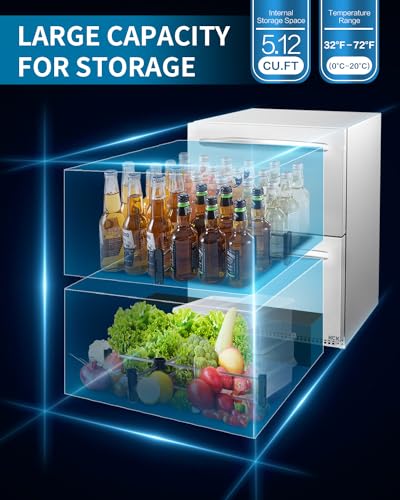 Hck D150 Under Counter Outdoor Refrigerator, 24 Inch Double Drawer Beverage Fridge thumb #5
