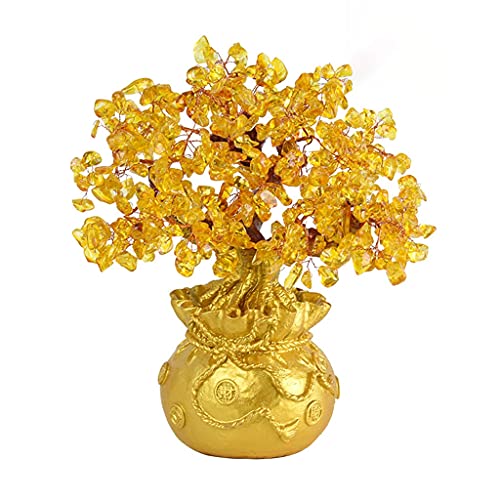 Árbol de cristal de la suerte con gemas talladas a mano