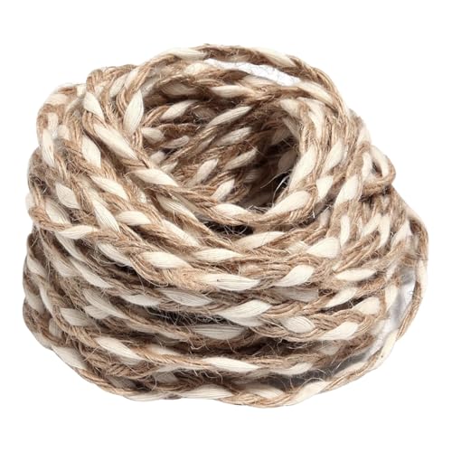 Queenbox 5mmx10yard Braided Jute Twine, White Braid Rope String Cord Burlap Ribbon for Knitting Macrame Gift Wrapping Packing Garden Crochet DIY, A