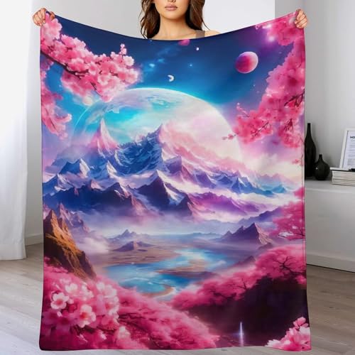 Couverture flanelle super douce imprimé cerisier japonais - 2