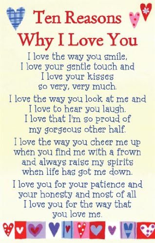 Heartwarmers Ten Reasons Why I Love You Keepsake Card & Envelope 3.5" x 2" Code K105E