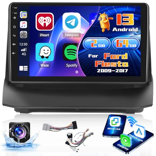 Poste radio Ford Fiesta Android avec Carplay sans fil et GPS 9''