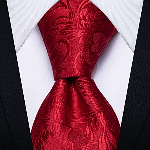 Image of DiBanGu Mens Paisley Tie Set Silk Woven Jacquard Necktie and Pocket Square Cufflinks Gift Set for Wedding Bussiness