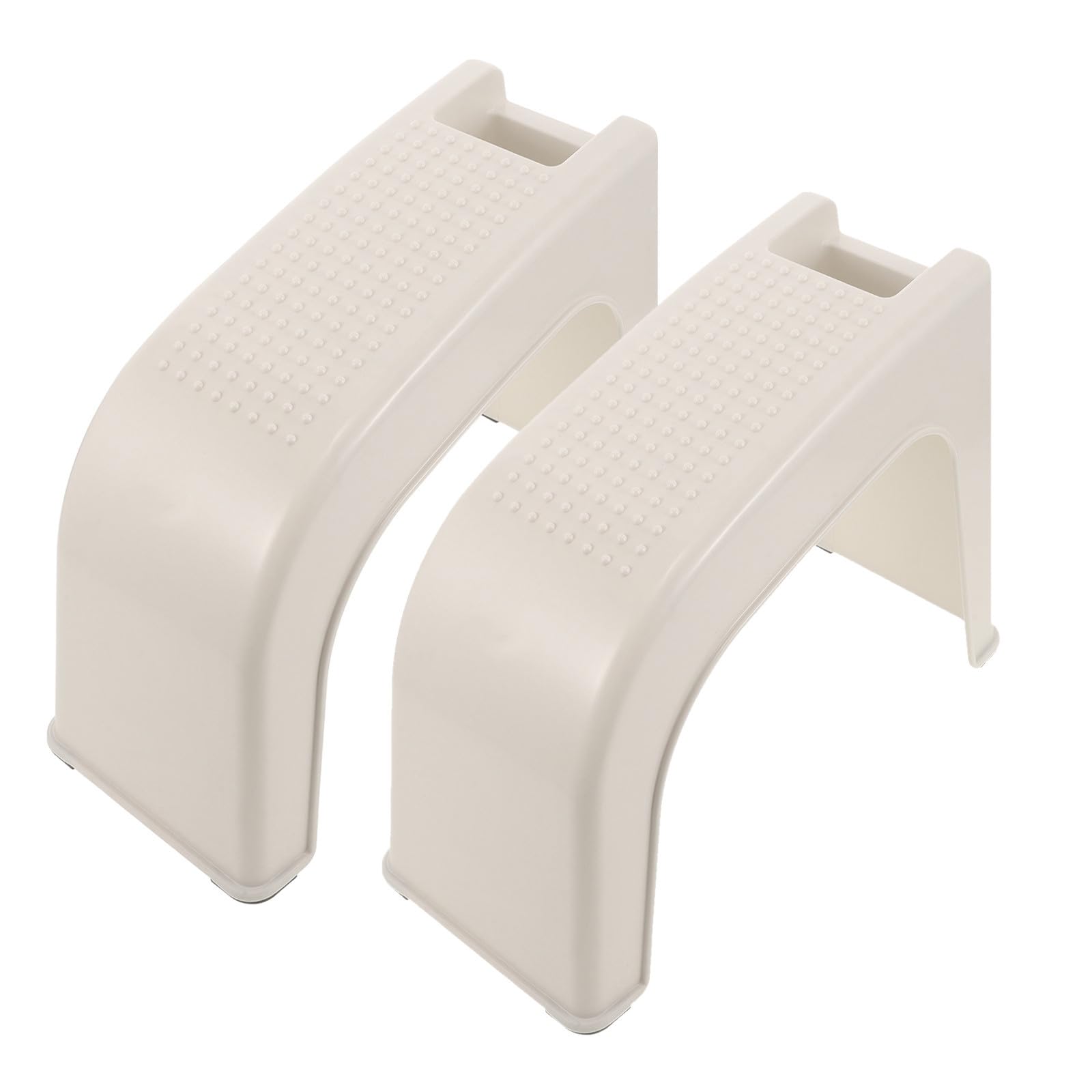2 Pezzi Poggiapiedi per Pedicure Scatola Integrata, Beige | Plastica, Piattaforma Antiscivolo e Base Rialzata, Bordi Curvi e Angolo Compatto per Manicure