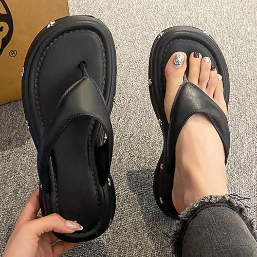 Harssidanzar Womens EVA Platform Flip Flops - Stylish 4cm≈1.57 inches Heel Thong Sandals for Summer HL235US4