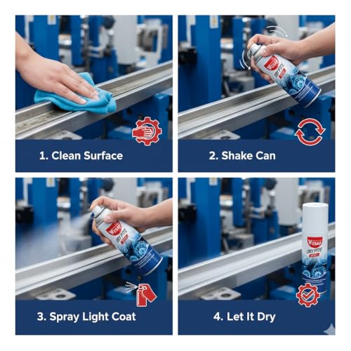 Image of Wesaf PTFE Dry Lubricant Spray 250g, Dry Lube for Food Processing and Packaging Machinery, Non-Stick, Anti-Friction and Dust Free (Grade-1011)