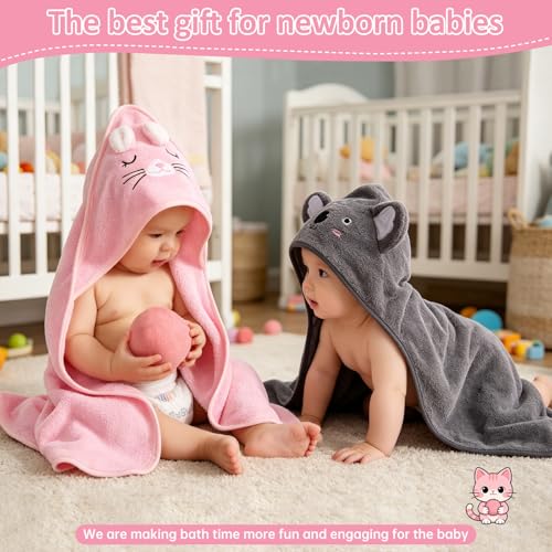 Image of Hooded Baby Towels 2 Pack, Baby Bath Towels for Newborns Essential