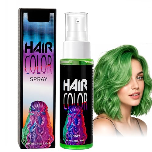 Green Hair Colour Spray - Temporary Hair Colour Spray Coloured Hair Spray Wash Out for Parties Cosplay & Halloween 30ml Colour Hair Spray (Green)