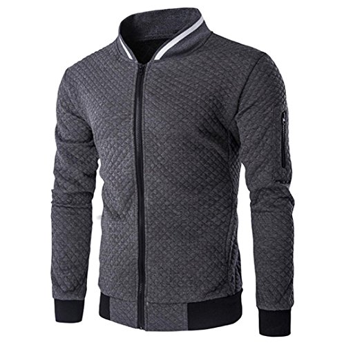 Chaquetas Hombre otoño Invierno Cardigan Manga Larga Plaid Sudadera con Cremallera Tops Ropa de Abrigo (Gris Oscuro, XL)