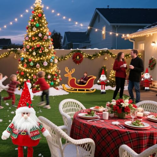 Nain de Noël en peluche rouge déco table et bureau