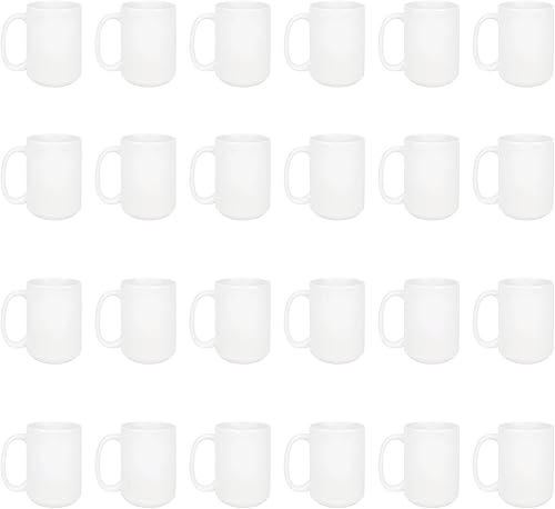 Miniatura 1 de Tazas de sublimación en blanco de 15 onzas, tazas de café de cerámica blanca a granel para 24 piezas de taza blanca con revestimiento en blanco para