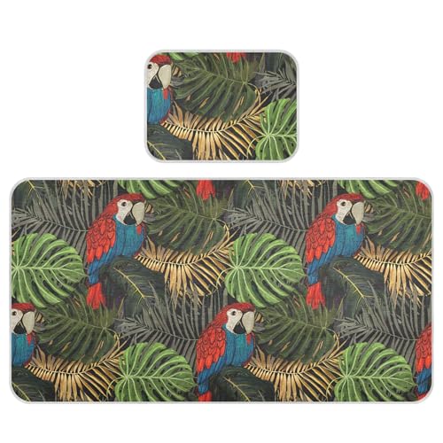 Takiito Jungle Foliage Parrot Baby Cooling Mattress Pad, Soft & Breathable Cooling Mat Keep Baby Cool in Summer 28x52 in, Nursery Essential