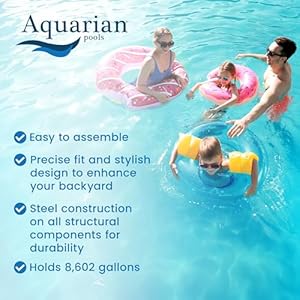 Aquarian steel frame above ground pool kit wpump leaf skimmer phoenix 18  urban country home decor