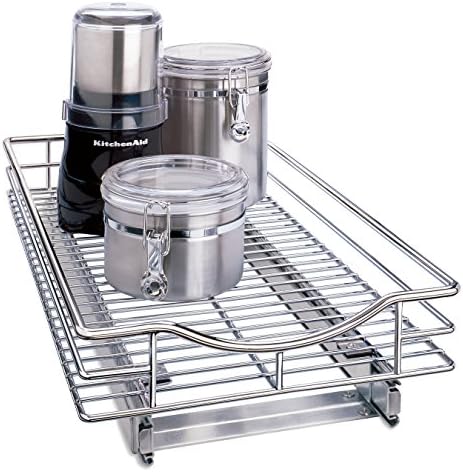 Lynk Professional® Pull Out Cabinet Organizer - Slide Out Pantry Shelves - Sliding Storage for Inside Kitchen Cabinet or Under Sink - Roll Out Drawer for Pots, Pans - 11" Wide x 21" Deep - Chrome