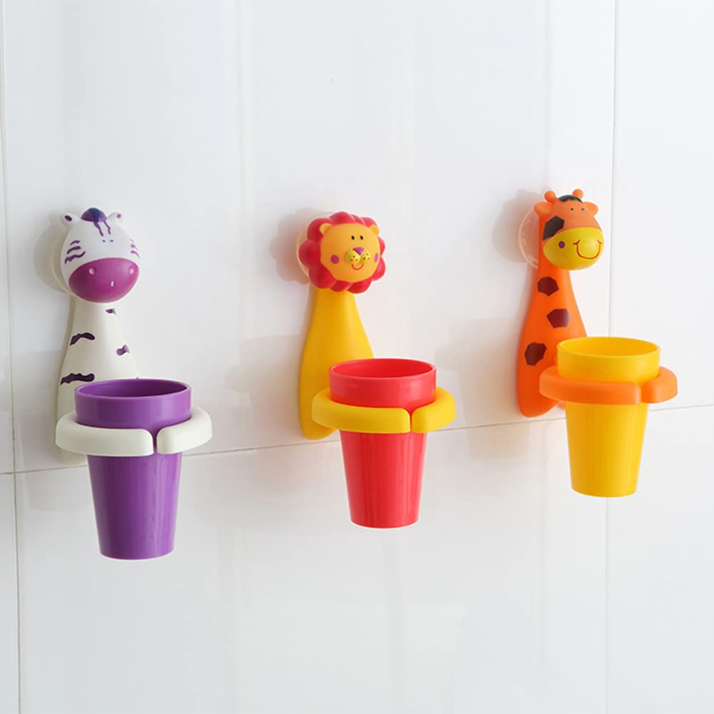 Porta Spazzolino JAWSEU Per Bambini: A Forma Di Animale (zebra, Leone, Giraffa) Con Ventosa Per Parete - 2