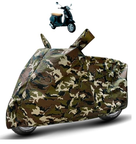 Image of Auto Hub Waterproof Scooty Cover Compatible with Vespa Dustproof, UV Protection Two Wheeler Scooty Vespa Cover - Army Print
