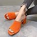 OXNEUHG Women's Knit Peep Toe Chunky Heeled Sandals Fashion Square Open Toe Slip On Block Heel Mules Summer Casual Breathable Slides Sandal (Orange,8.5)