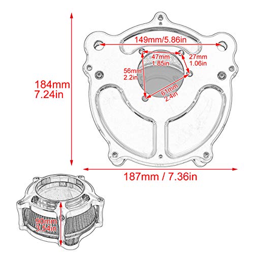 HDBUBALUS Kit de admissão de ar de filtro de ar de motocicleta adequado para Harley Dyna FXR 2000-20