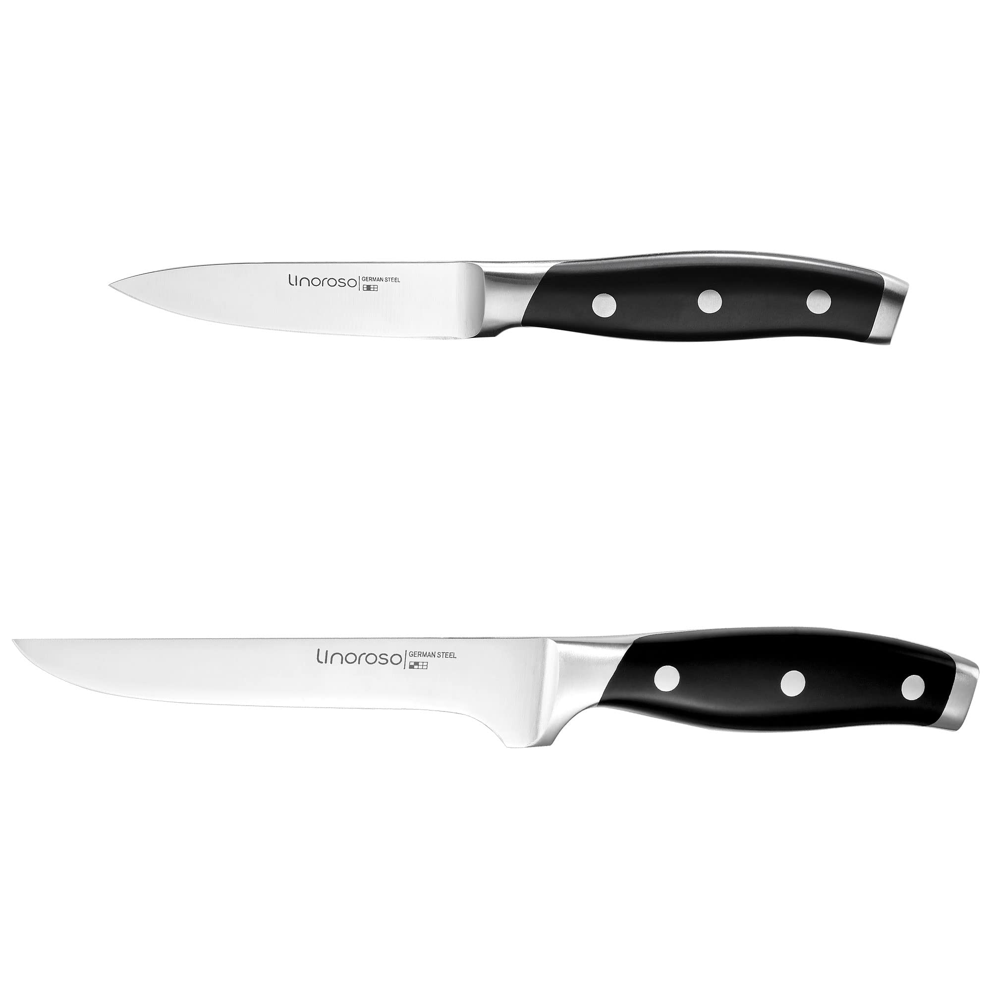 linorosoClassic 2-Piece Kitchen Knife Set | 2-Piece German Knife Set with 3.5" Paring Knife & 5.7" Boning Knife | Ultra Sharp Forged German High Carbon Stainless Steel Kitchen Cook's Knife Set