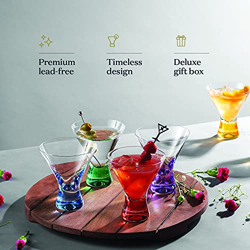 Colored Martini Glasses Set Of 6 - 8 Oz Colored Margarita Glasses, Colorful Martini Glasses European Cocktail Glasses, Stemless Martini Glasses, Coupe Glasses, Dishwasher Safe, Glass Cups For Party #TOP1