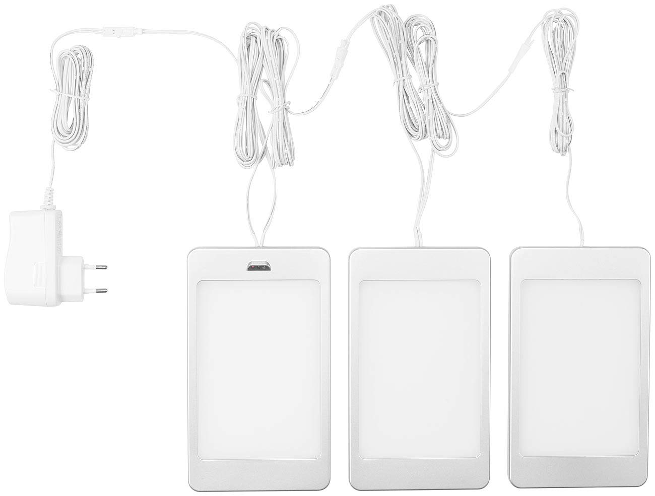 Luminea Unterbauleuchten: 3er-Set LED-Unterbaupanels mit IR-Sensor, 36 SMD-LEDs, 370 lm, 5,5 W (Unterschrankbeleuchtung, Unterschrankleuchten, Möbel)