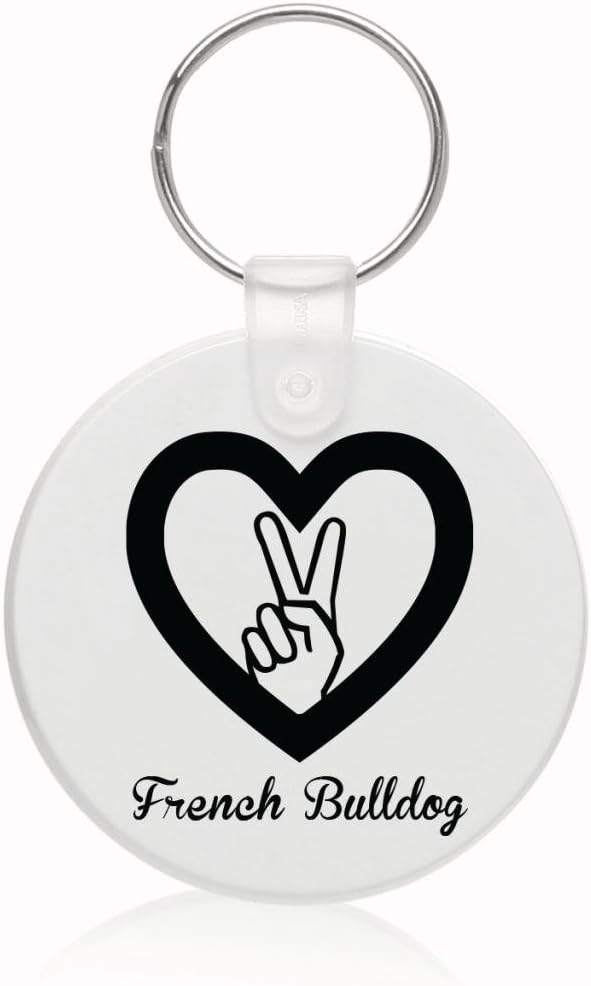 Peace Love French Bulldog Dog Keychain