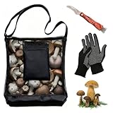 TUIBEIDAMAI Pilz Tasche mit Messer, Pilzsammler Set, Pilze Sammeln Tasche, Faltbar Pilze Sammeln Rucksack, Obstpflücktasche,Atmungsaktive Netztasche mit Großer Kapazität Für Outdoor-Bushcraft