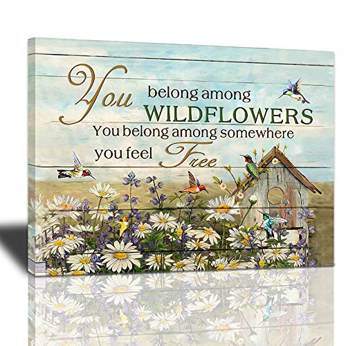 Abstract Hummingbird Sunflower Wall Art Canvas Print Inspirational Quotes Poster Beautiful Flowers Artwork Modern Home Decorations Framed And Stretched Ready To Hang For Living Room Bedroom