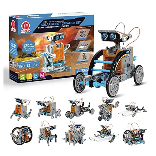 CIRO STEM Projects | 12-in-1 Solar Robot Toys, Education Science Experiment Kits for Kids Ages 8-12, 190 Pieces Building Set for Boys Girls