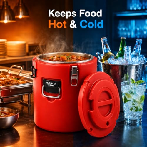 Image of BLEND ART Insulated Food Storage Container for Hot & Cold Food BPA Free SS Thermal Food Barrel with Locking Lid Leak Proof Catering Food Carrier for Hotels, Restaurants & Tiffin Service (40 Lt)