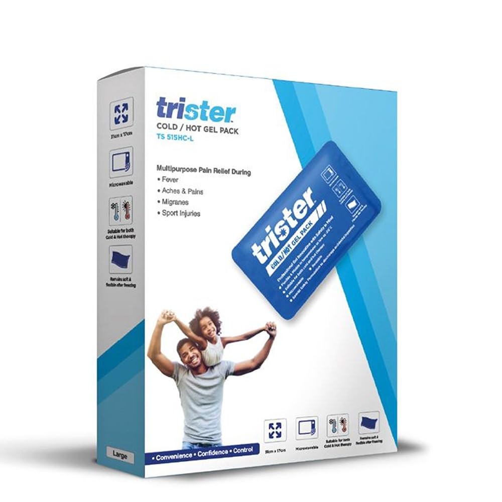 Trister Soft Cold/Hot Gel Pack Large TS-515HC-L - Microwavable & Freezable Reusable Pain Relief - 30x25cm - Flexible for Fever, Migraines, Sports Injuries