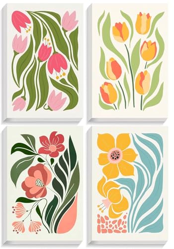 Image of Eiazuiks 4 Packs Stamping Cross Stitch Kit, Flowers Counting Cross Stitch Kit for Adult Beginners, Full Line DIY Stitching Kit for Home Decor Cross Stitch Patterns 12x16 inches