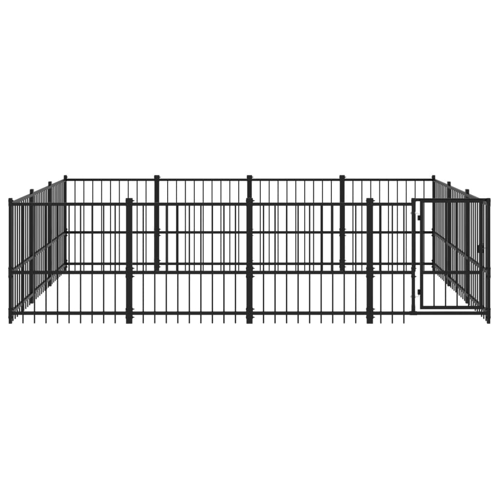 Perrera para perros de acero con recubrimiento en polvo, 11,58 m², con puerta giratoria, parque y cercado para cachorros y perros, protección de seguridad, entrenamiento en el jardín, camping