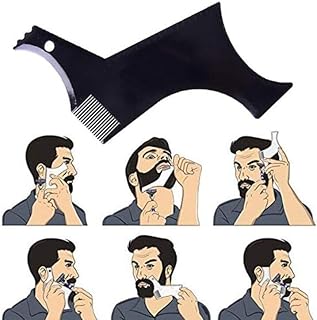 2 Pcs Beard Shaper & Beard Shaping Tool for Men, Curve & Step Cut Edge Up Guide Tool, Template for Trimming, Mustache, Goatee, Neckline, Create Your Perfect Beard and Hairstyle - Black