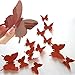 DP Design® Lot de 12 papillons autocollants Marron en PVC effet 3D Mural Armoire Miroir Décoration Maison Marron