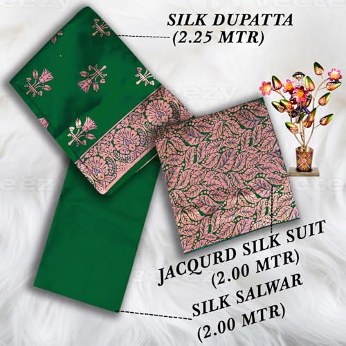 Image of Women's Banarasi Silk Unstitched Salwar Suit Dress Material with Dupatta, Unstitched Salwar Suit Set with Dupatta, Salwar Material for Women, Salwar Material for Women Unstitched
