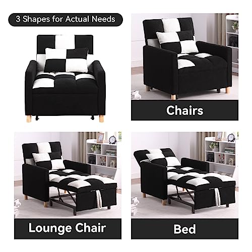 Sillón Convertible Plegable Negro y Blanco miniatura 3