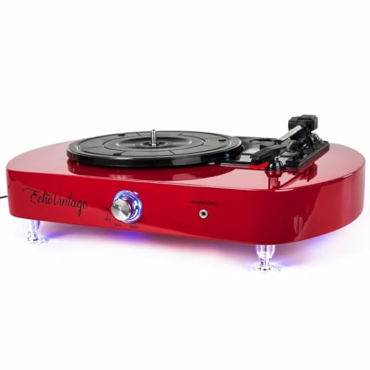 Vitrola Toca Discos Luminous Red com Iluminação de LED Echo Vintage