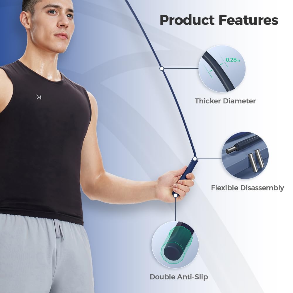 Keep Corde à sauter lestée pour fitness – Corde longue et sans fil 2 en 1 avec balles lestées de 65 mm – Corde à sauter lourde sans corde pour homme et femme – Salle de sport à domicile, entraînement