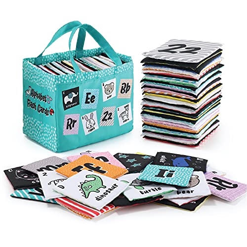 Image of The Peanutshell Baby Soft Alphabet Flash Cards - Cloth ABC Book for Babies & Toddlers, 26 Fabric Tiles, Infant to 36 Months Baby Books With Bag