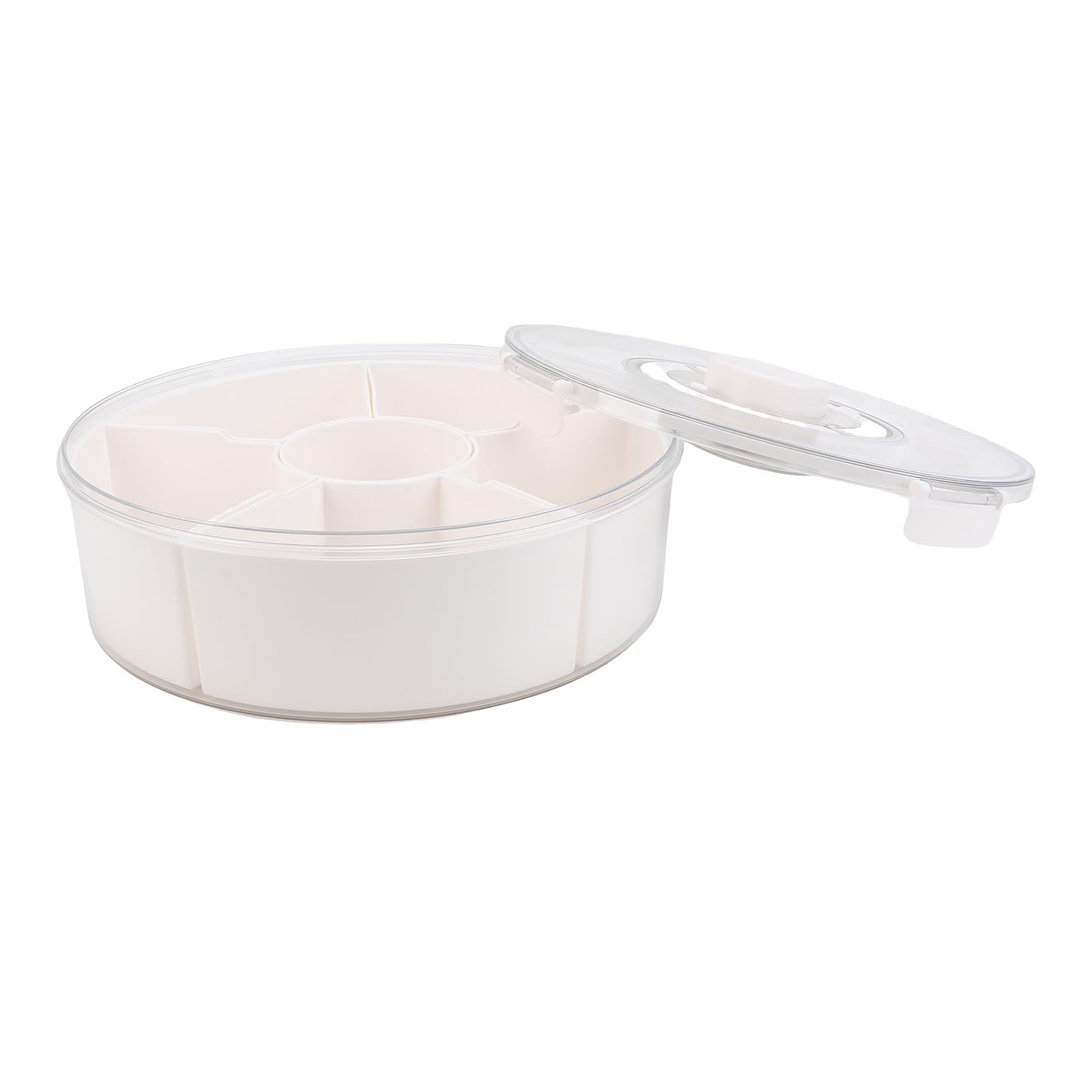 Bandeja de Servicio Dividida de Vacío con Caja de Bocadillo de de Tapa Recipiente de Charcuterie, para Frutas de Bocadillos para Bocadillos Entreteniendo 6 Compartimentos